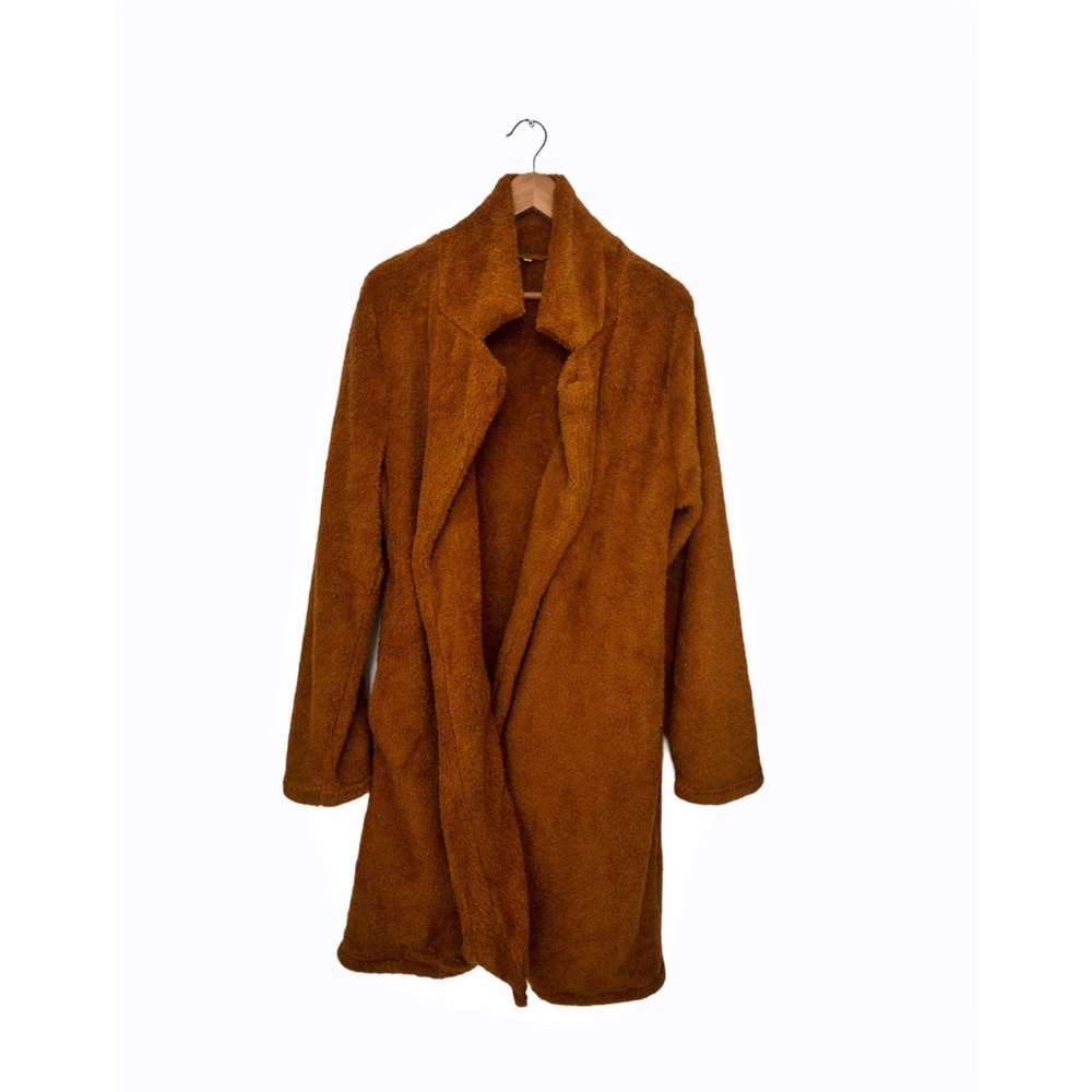 SHEIN Light Brown Teddy Midi Coat